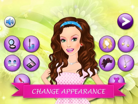 春天的美容美发的公主。少女和孩子们装扮游戏。