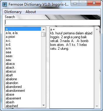 印尼语词典(Fermose Dictionary)下载v1.0 绿色免费版