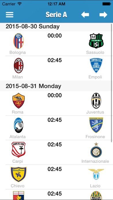 意大利足球甲级联赛赛程实况