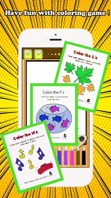 ABC彩图数与学号着色页儿童教育游戏