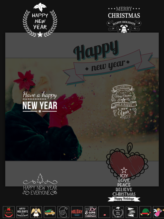 PicNewYear - 新年快乐, 圣诞节快乐 背景 贴纸
