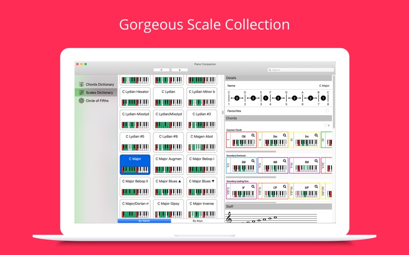 钢琴伴侣音乐和弦和规模