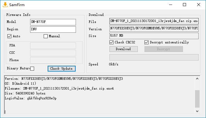 samfirm.exe(三星手机官方系统下载器)下载v0.5.0 绿色原版