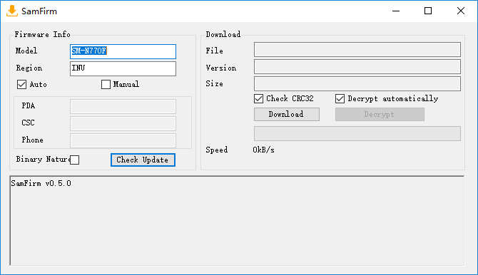 samfirm.exe(三星手机官方系统下载器)下载v0.5.0 绿色原版