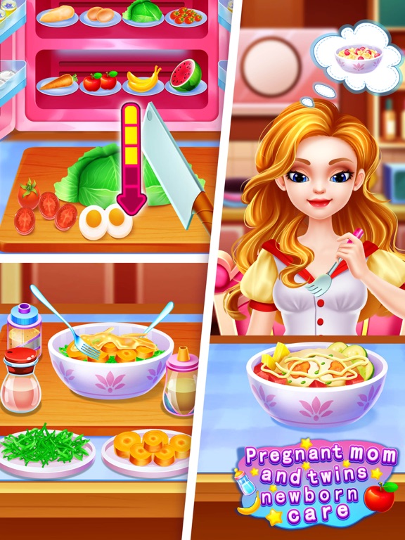 女生游戏：孕妇妈妈和双胞胎新生宝贝护理