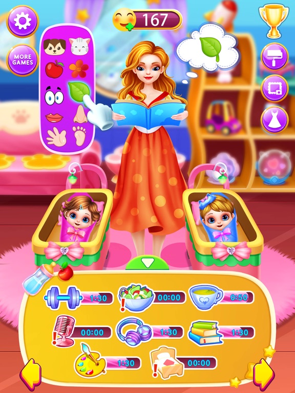 女生游戏：孕妇妈妈和双胞胎新生宝贝护理