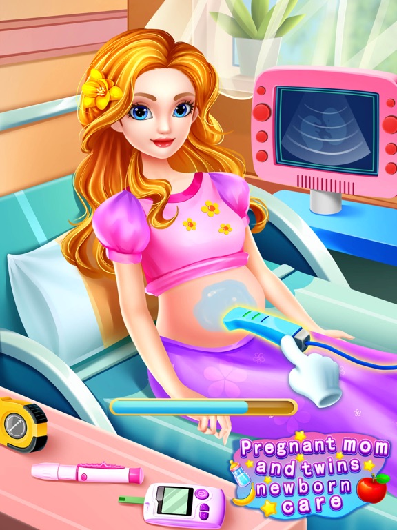 女生游戏：孕妇妈妈和双胞胎新生宝贝护理