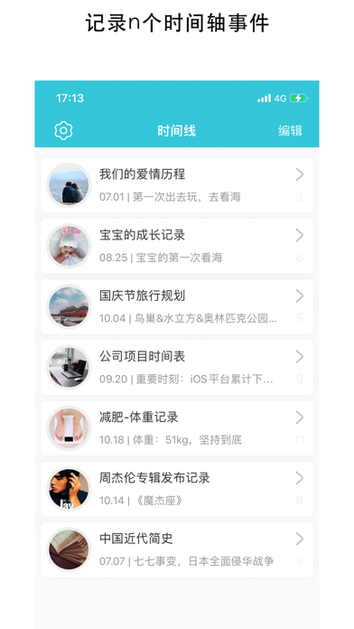时间线-规划或记录生活工作的大小事情、时光节点回忆录