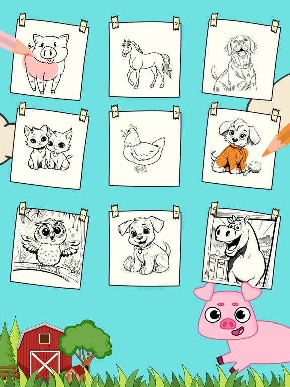 动物农场着色页魔法色彩游戏绘画书