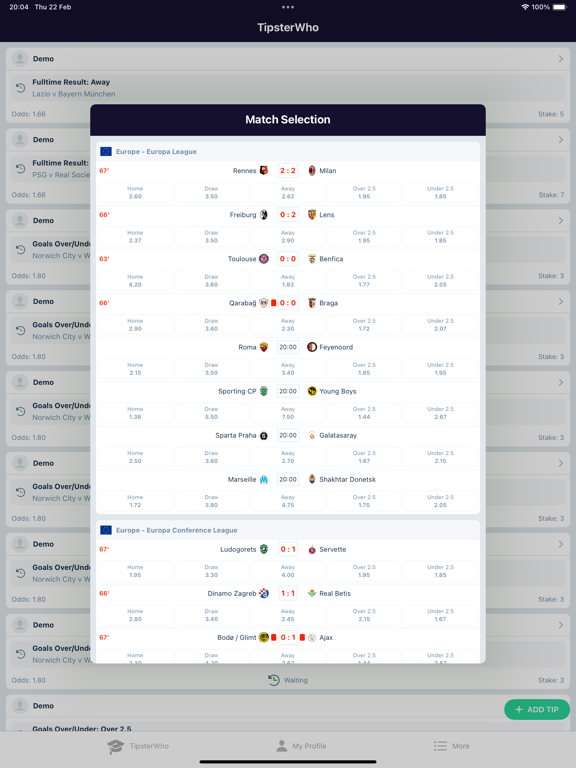 TipsterWho 足球博彩预测 & 现场投注分析