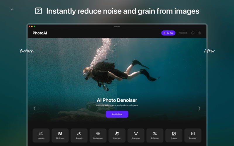 PhotoAIAI增強无损放大背景移除