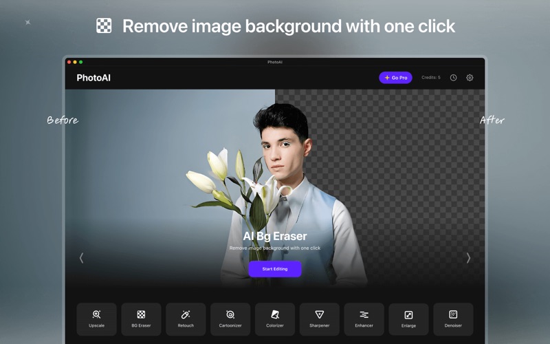 PhotoAIAI增強无损放大背景移除