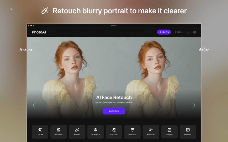 PhotoAIAI增強无损放大背景移除