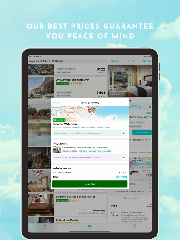 廉价预订航班、酒店