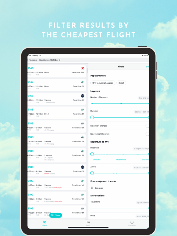 廉价预订航班、酒店