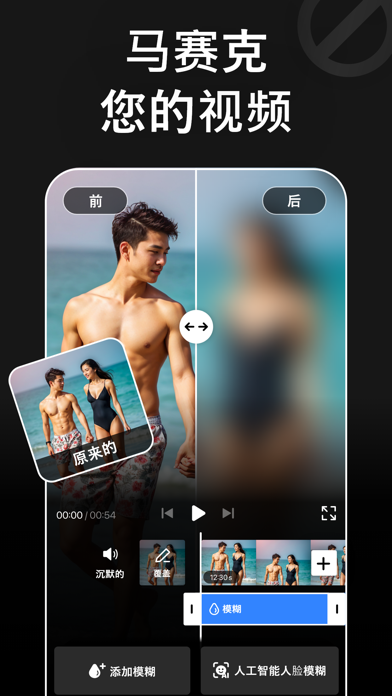 视频马赛克 - 背景虚化 同 模糊滤镜 和 模糊滤镜