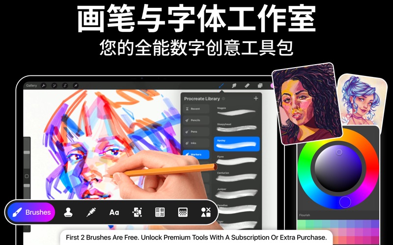Procreate工具包_画笔字体和图章