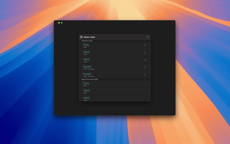 Quiztones均衡器的听觉训练