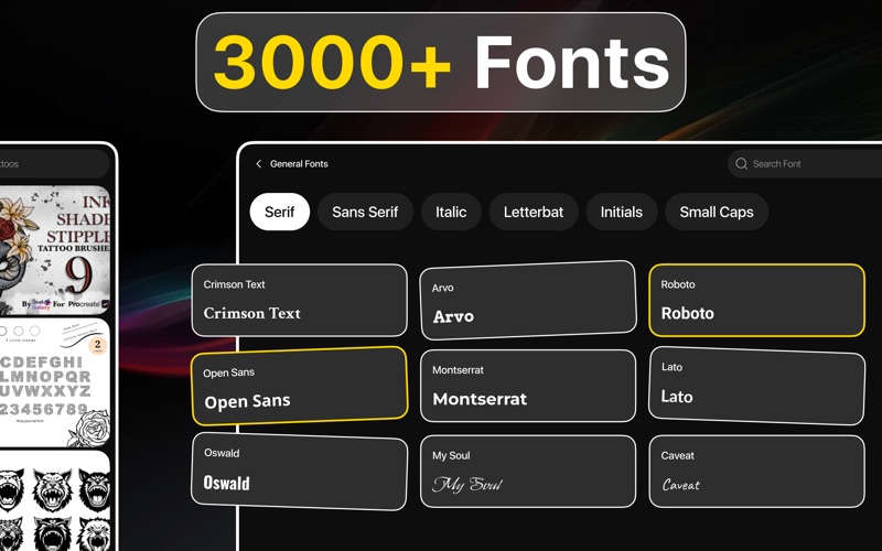绘画用画笔和工具用于Procreate