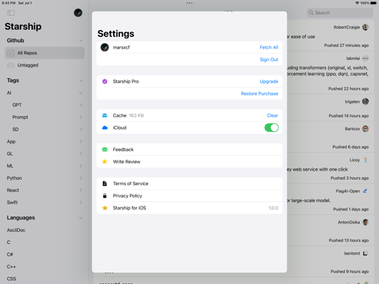Starship_GitHub标签分类管理收藏代码仓库